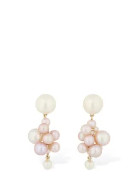 Sophie Bille Brahe   14kt &amp; Pearl Botticelli rose earrings 