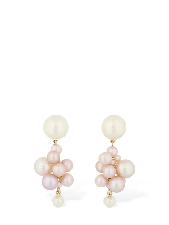 Sophie Bille Brahe   14kt &amp; Pearl Botticelli rose earrings 