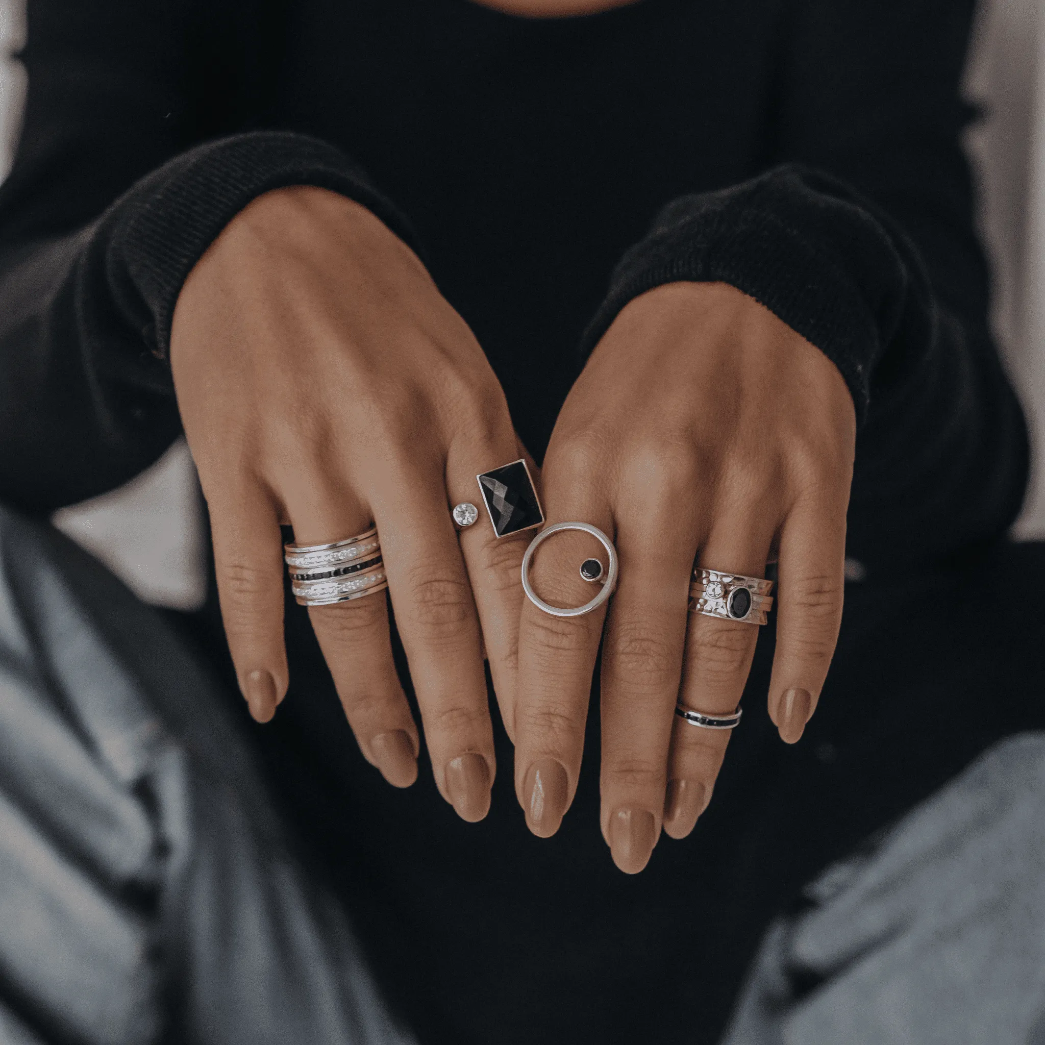 Sphere Ring With Black Zircon