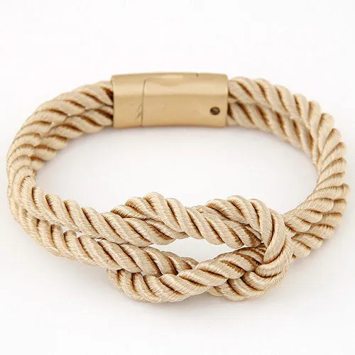 Spring Trendy Fashion Braided Rope Chain with Magnetic Clasp Bow Charm Bracelets&Bangles Pulseira for Women Men Jewelry