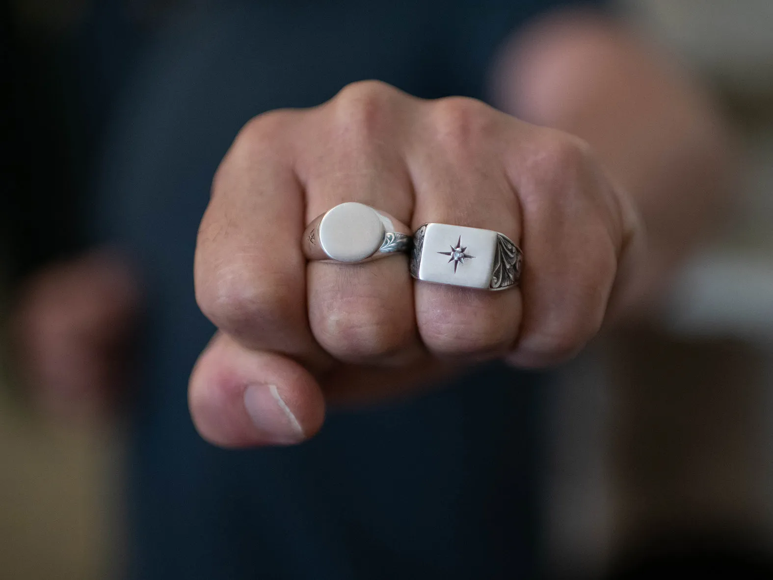 Square Signet Ring. 925 SILVER