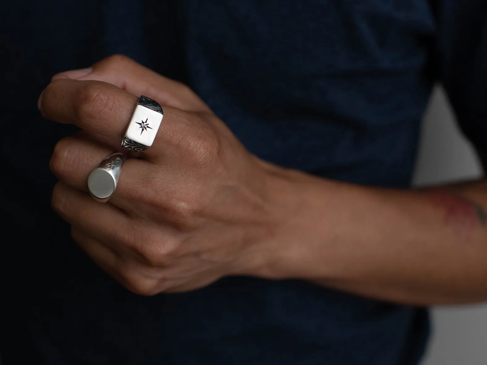 Square Signet Ring. 925 SILVER