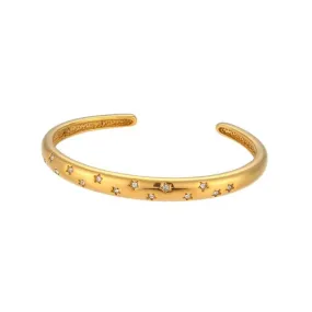Star Bangle Bracelet Gold Clear Zirconia