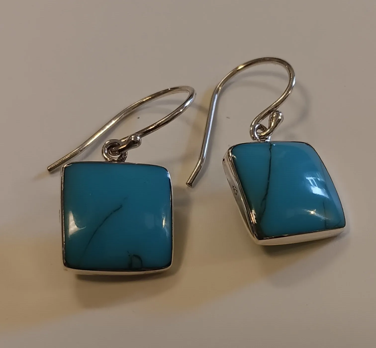 Sterling Silver & Turquoise Earrings ~ Squares