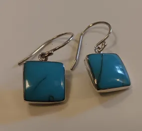 Sterling Silver & Turquoise Earrings ~ Squares