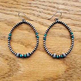 Sterling Silver Bench Bead Earrings with Turquoise