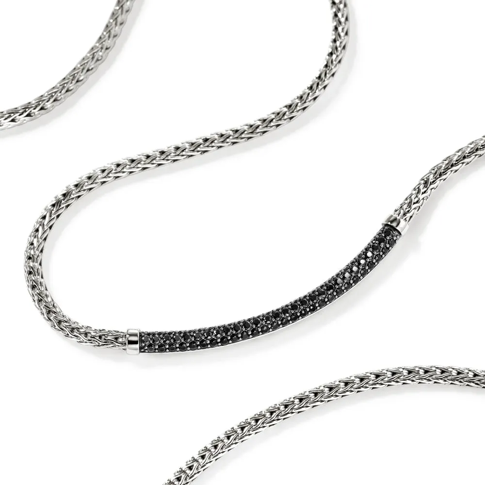 Sterling Silver Essential Pave Black Sapphire Necklace