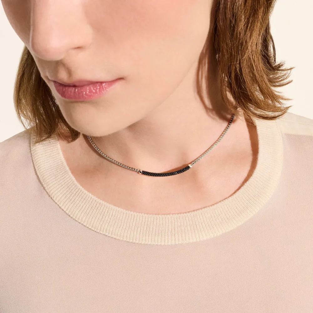 Sterling Silver Essential Pave Black Sapphire Necklace