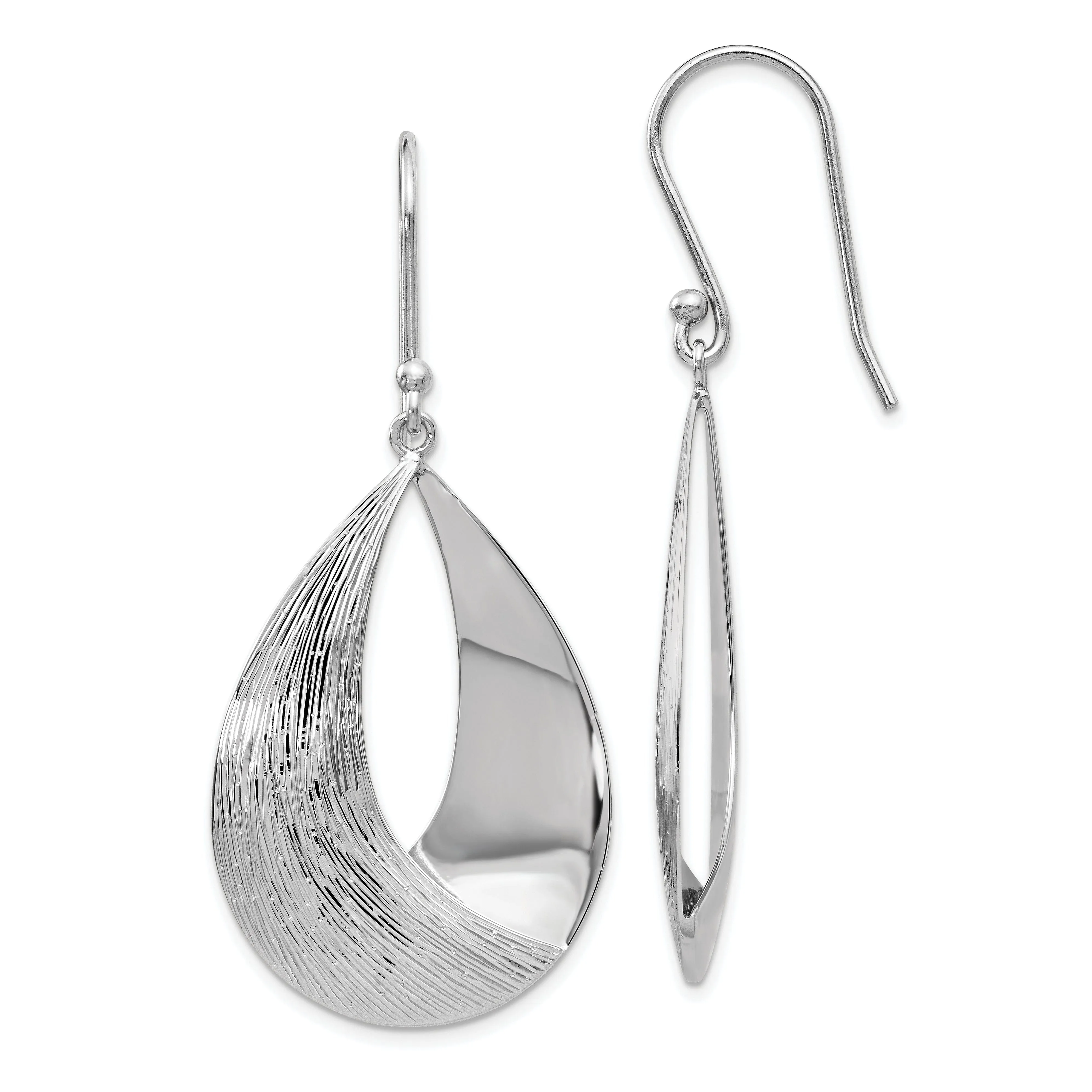Sterling Silver Polish Textured Dangle Earrings