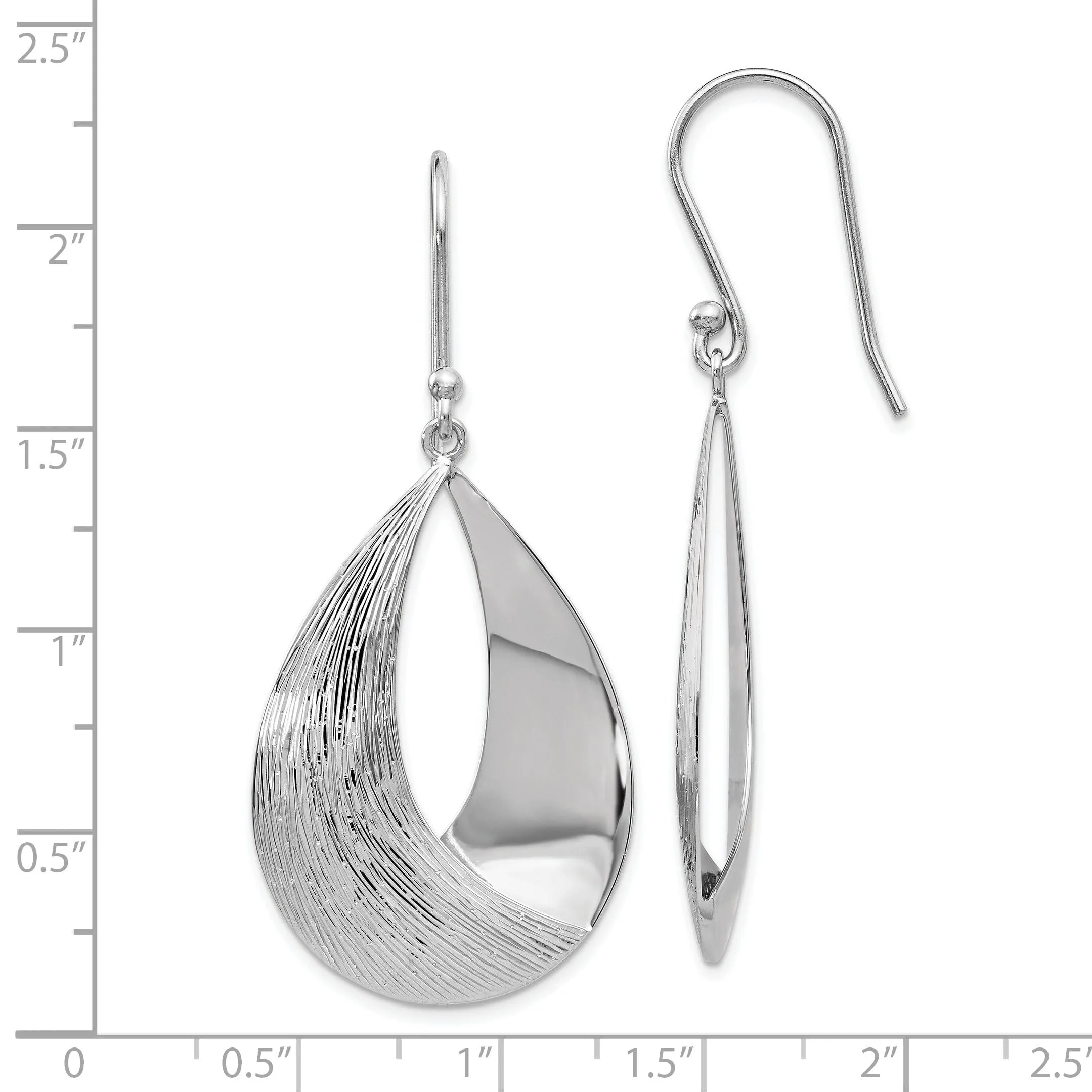 Sterling Silver Polish Textured Dangle Earrings