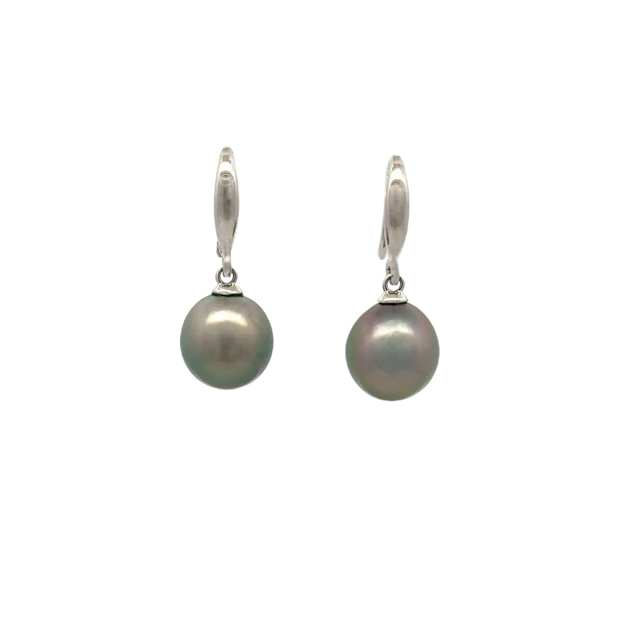 Sterling Silver Tahitian 9-10mm Cultured Pearl Hook Earrings