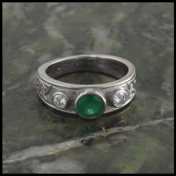 Three Stone Tapered Celtic Knot Ring