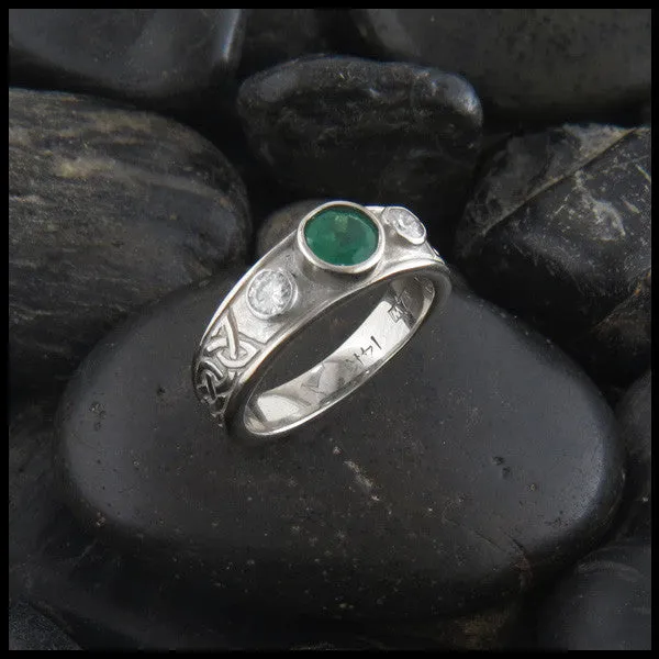 Three Stone Tapered Celtic Knot Ring