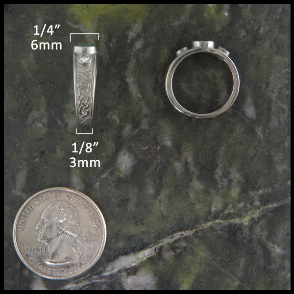 Three Stone Tapered Celtic Knot Ring