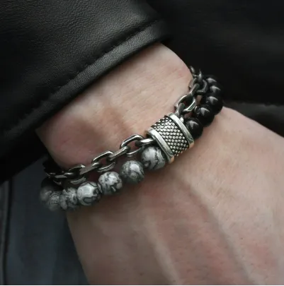 Tiger Eye & Chain Link Bracelet