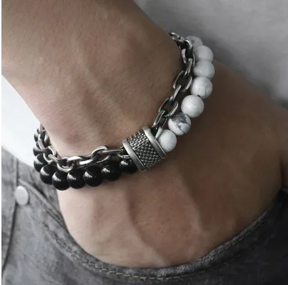 Tiger Eye & Chain Link Bracelet