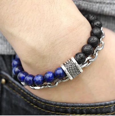 Tiger Eye & Chain Link Bracelet