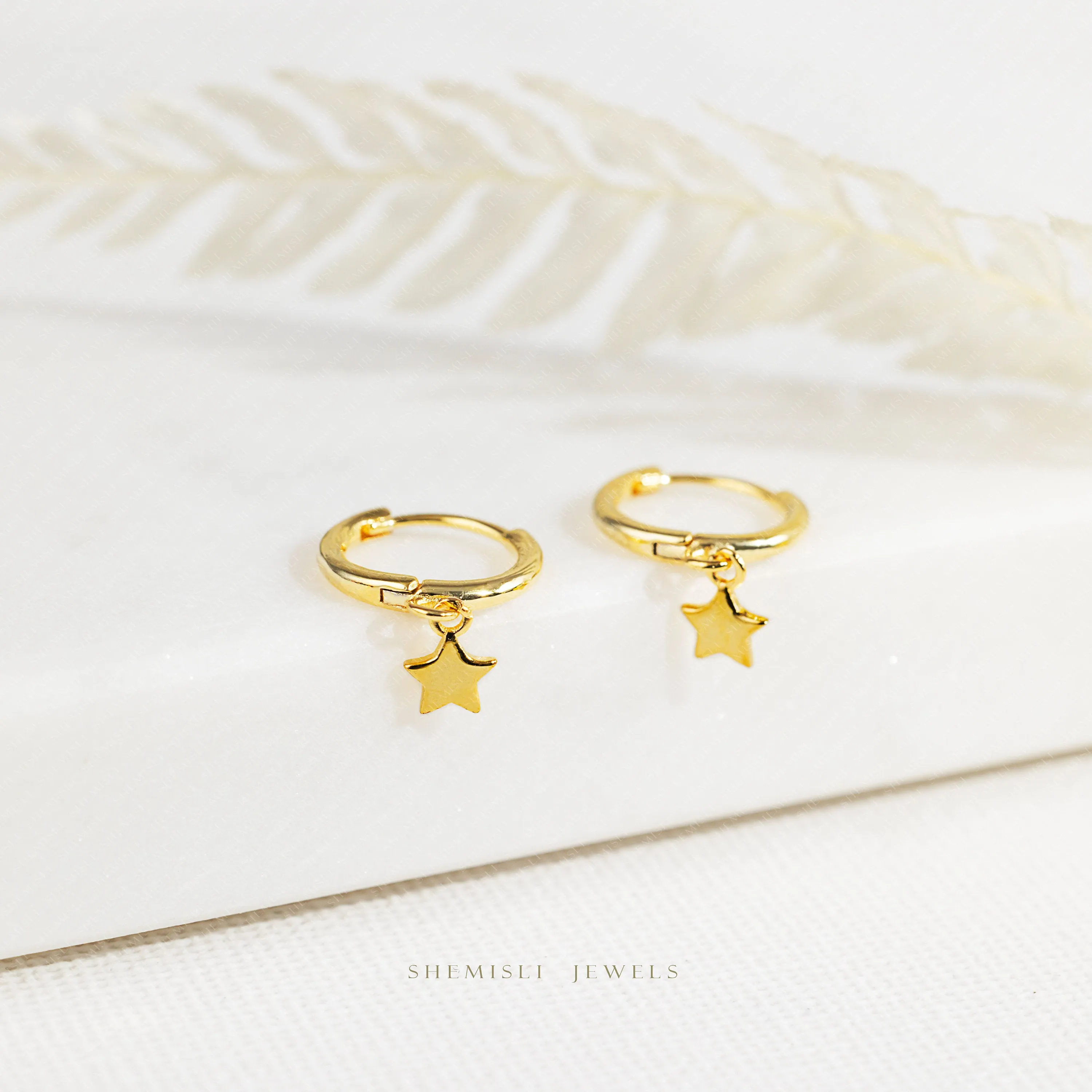 Tiny Star and Moon Hoop Earrings, Celestial Drop Huggies, Unisex, Gold, Silver SHEMISLI SH199, SH642, SH643