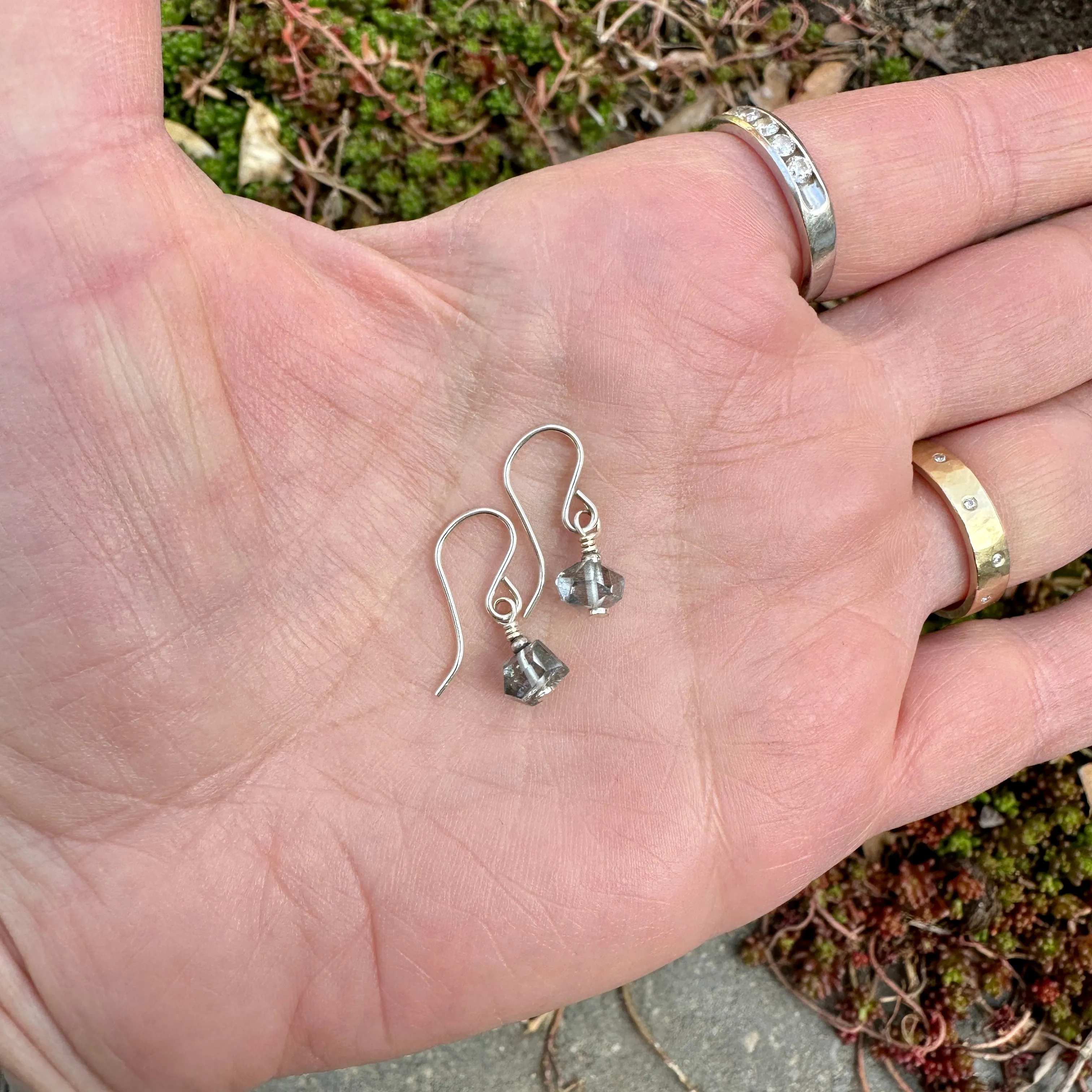 Tiny Stone Nugget Earrings
