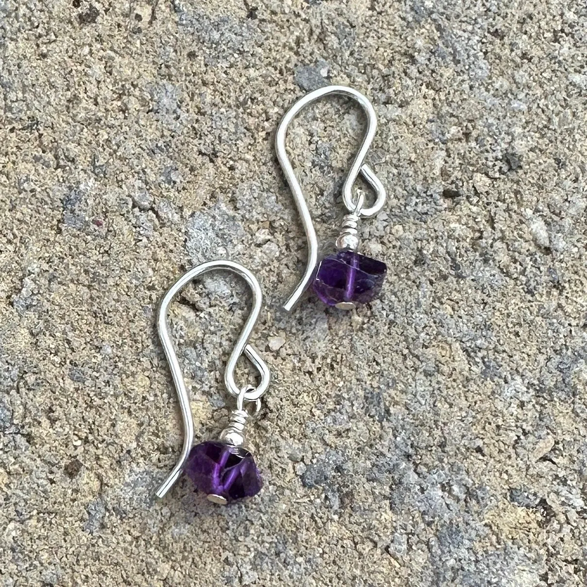 Tiny Stone Nugget Earrings