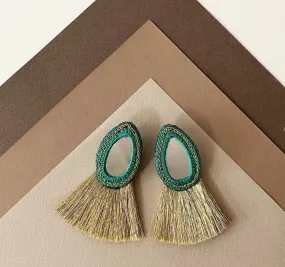 Turquoise and fringe Mirrored Earrings