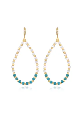 Turquoise and Pearl Teardrop Earrings