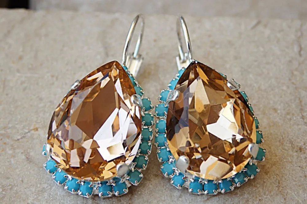 Turquoise blush peach Rebeka Earrings