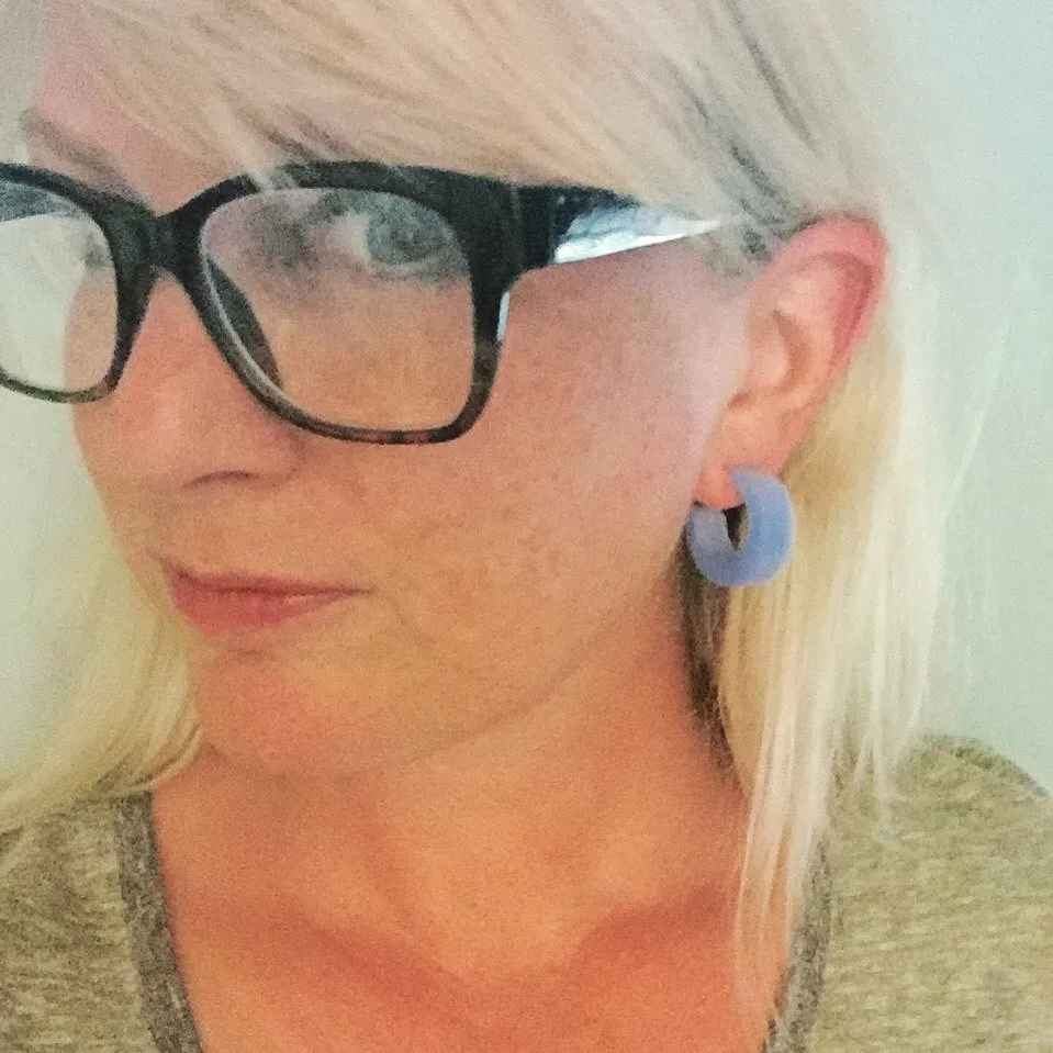 Turquoise Chunky Mod Lucite Hoop Earrings