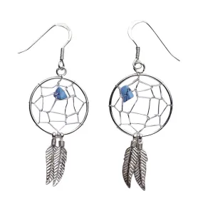 Turquoise Dreamcatcher Silver Earrings