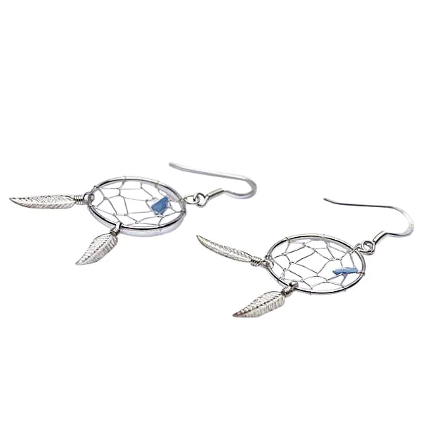 Turquoise Dreamcatcher Silver Earrings