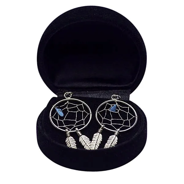 Turquoise Dreamcatcher Silver Earrings