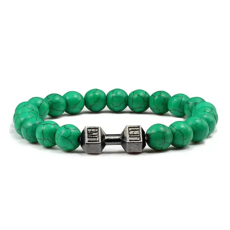 Turquoise Energy Gun Black Electroplated Alloy Beaded Bracelet