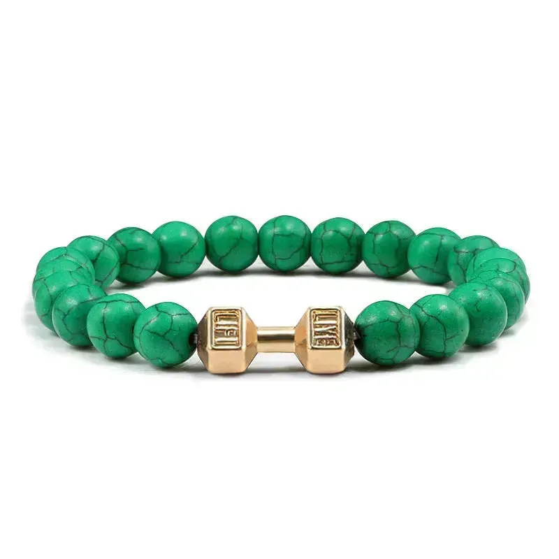 Turquoise Energy Gun Black Electroplated Alloy Beaded Bracelet