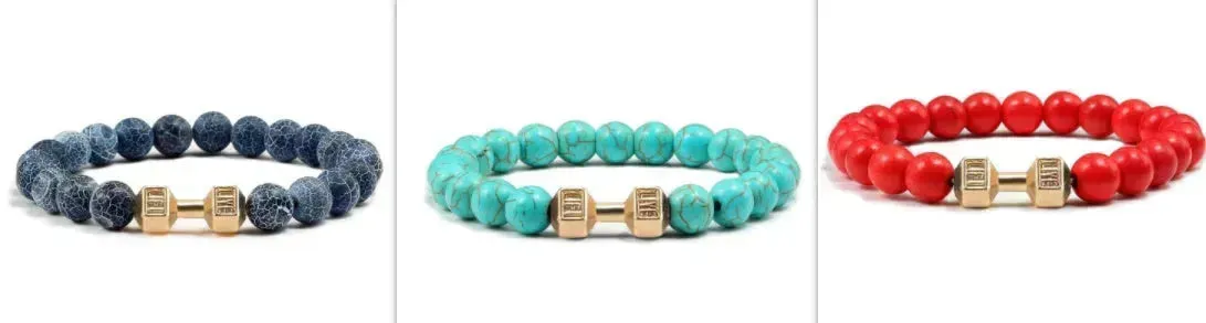 Turquoise Energy Gun Black Electroplated Alloy Beaded Bracelet