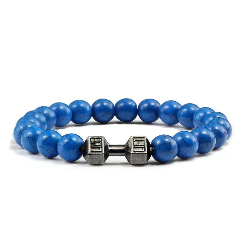 Turquoise Energy Gun Black Electroplated Alloy Beaded Bracelet