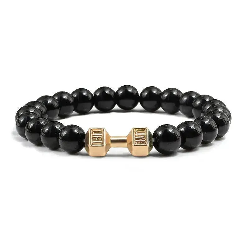 Turquoise Energy Gun Black Electroplated Alloy Beaded Bracelet