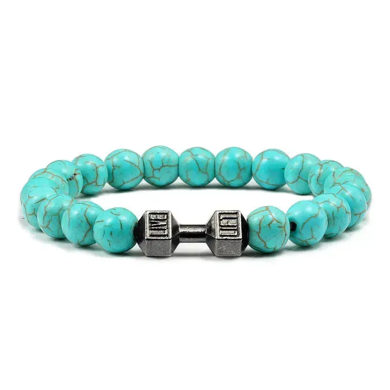 Turquoise Energy Gun Black Electroplated Alloy Beaded Bracelet