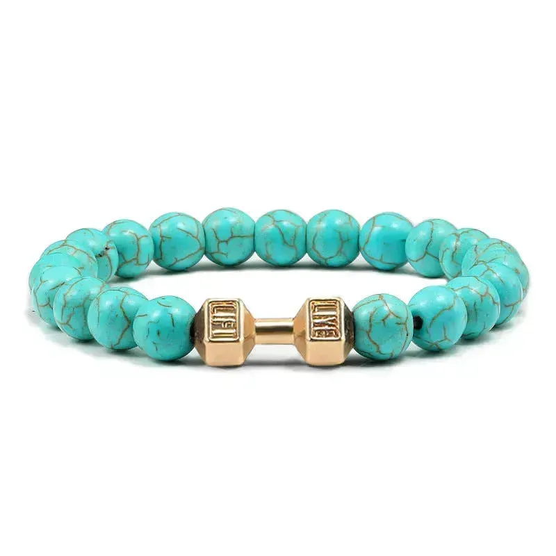 Turquoise Energy Gun Black Electroplated Alloy Beaded Bracelet