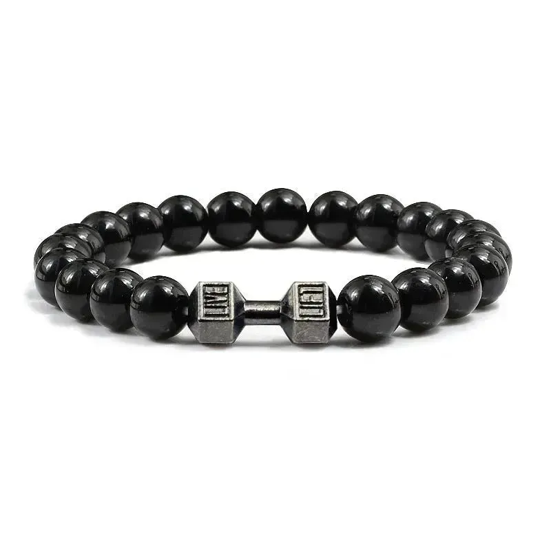 Turquoise Energy Gun Black Electroplated Alloy Beaded Bracelet