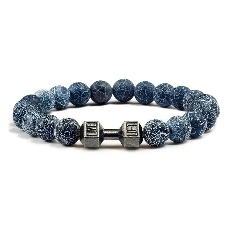 Turquoise Energy Gun Black Electroplated Alloy Beaded Bracelet