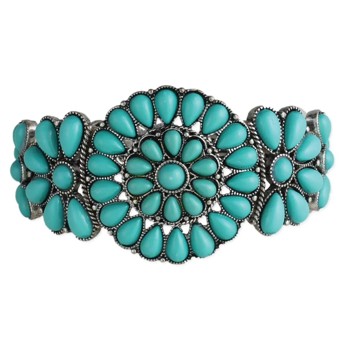 Turquoise Squash Blossom Stretch Bracelet