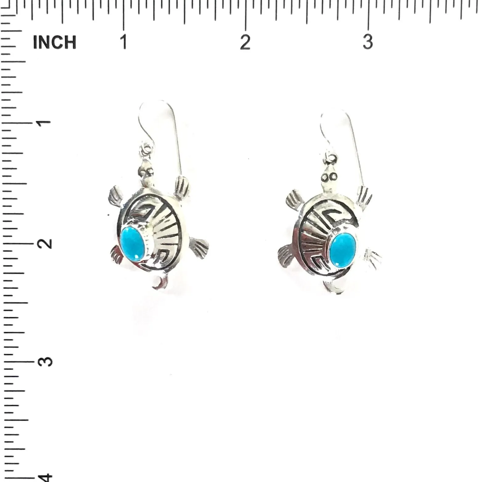 Turquoise Turtle Overlay Dangle Earrings