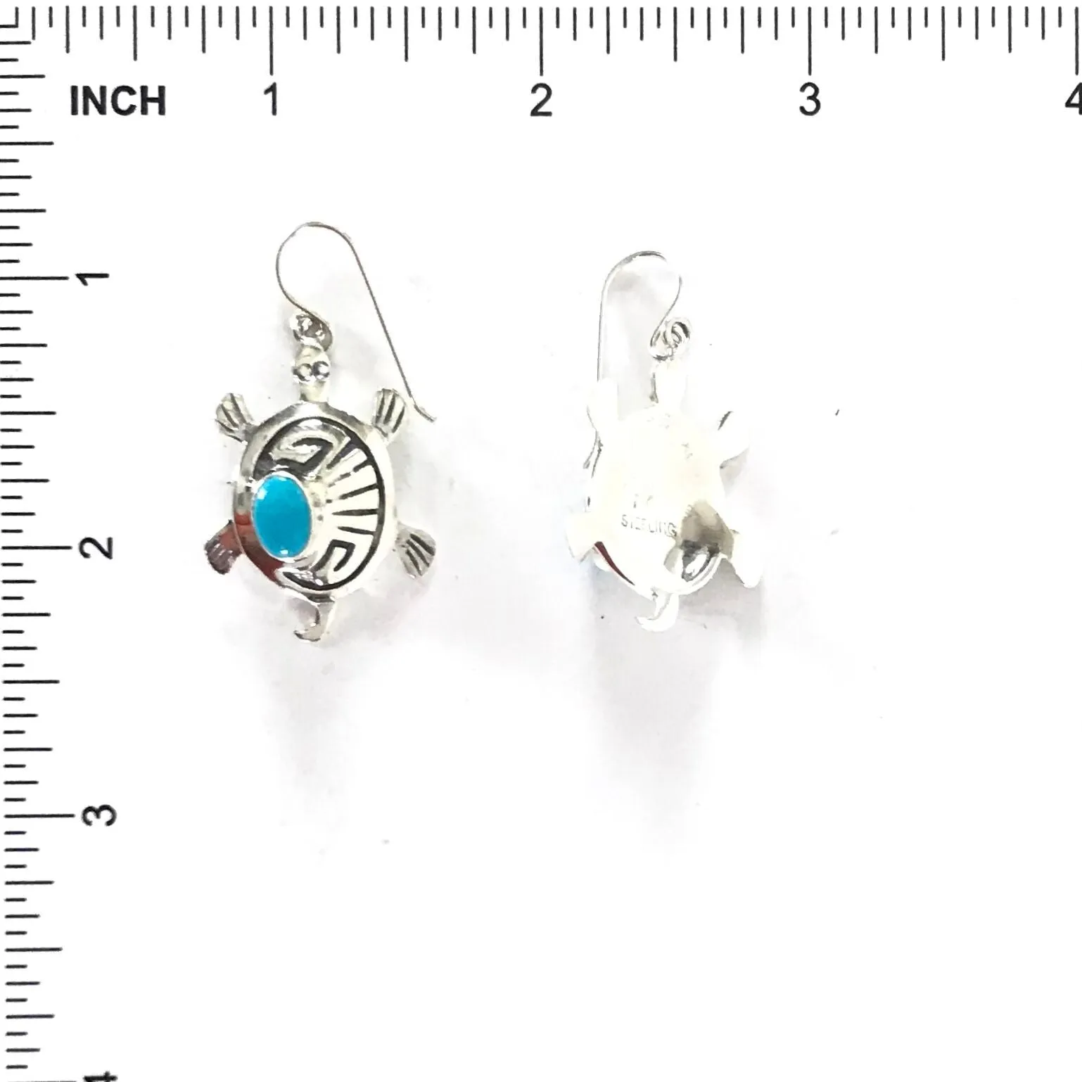 Turquoise Turtle Overlay Dangle Earrings