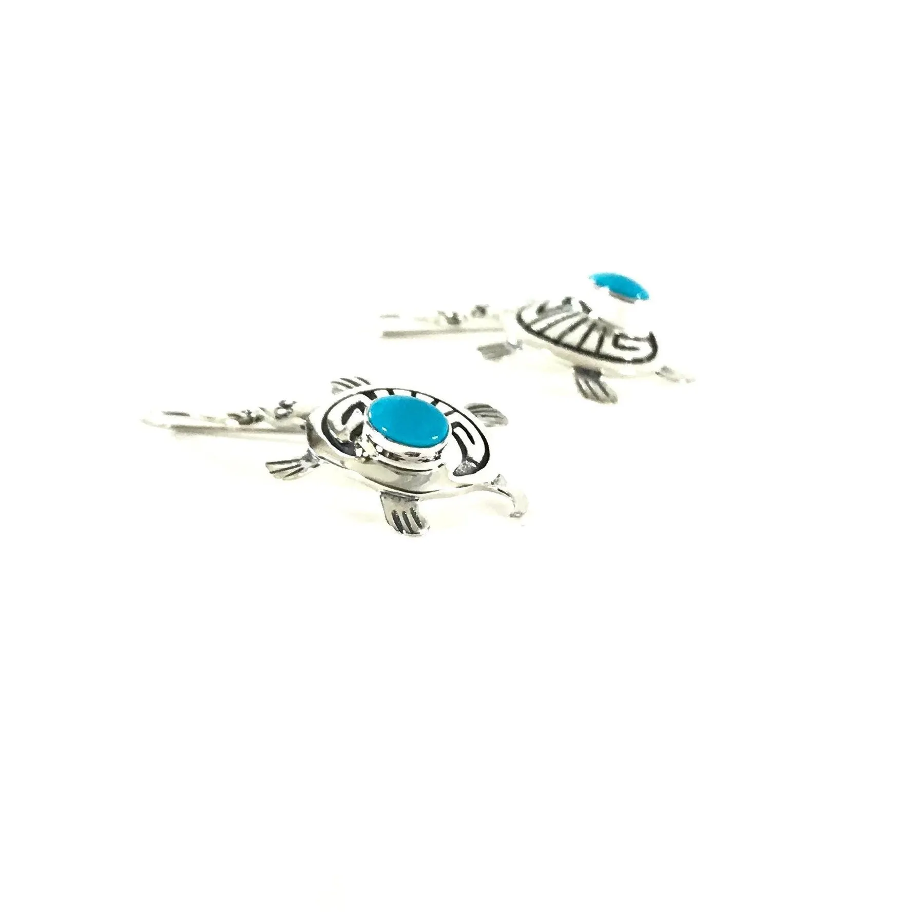 Turquoise Turtle Overlay Dangle Earrings