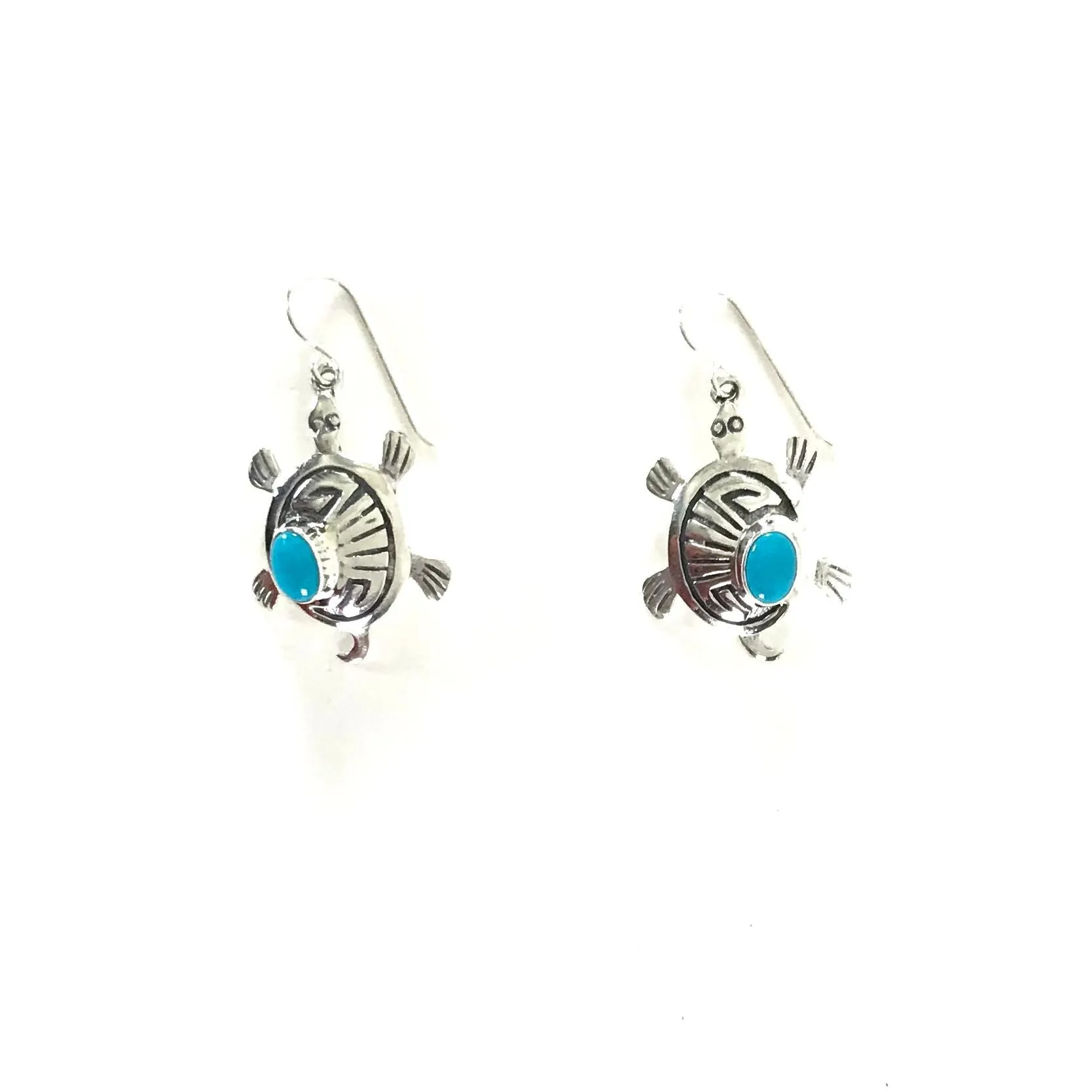Turquoise Turtle Overlay Dangle Earrings