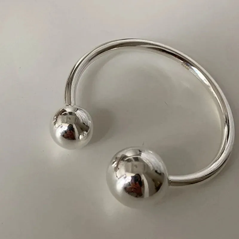 VAIGE Elegant Minimalist Geometric Cuff Bracelet with Glossy Ball and Cubic Zirconia - Trendy Party Accessory and Thoughtful Gift