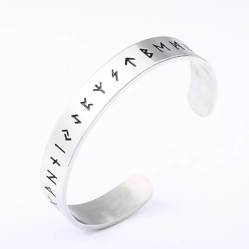 Viking Rune Titanium Steel Bracelet for Men - Retro European and American Style Jewelry