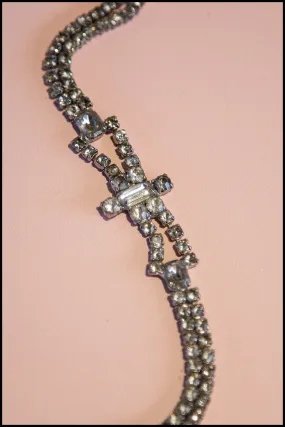 Vintage 1940s Art Deco Bow Rhinestone Bracelet