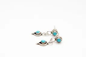 Vintage Native American Small Sterling Silver and Turquoise Dangle Earrings