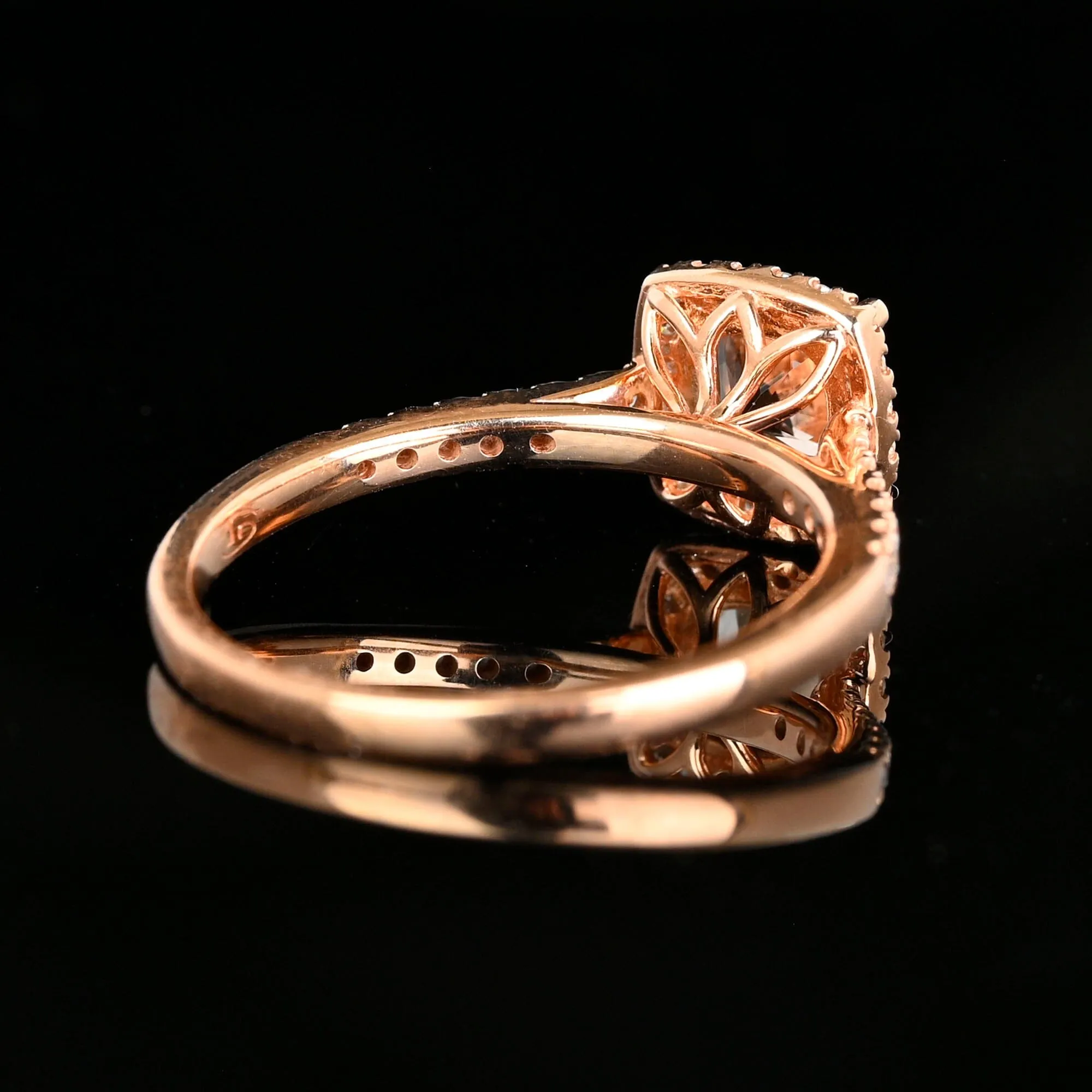 Vintage Rose Gold Diamond Halo Morganite Engagement Ring